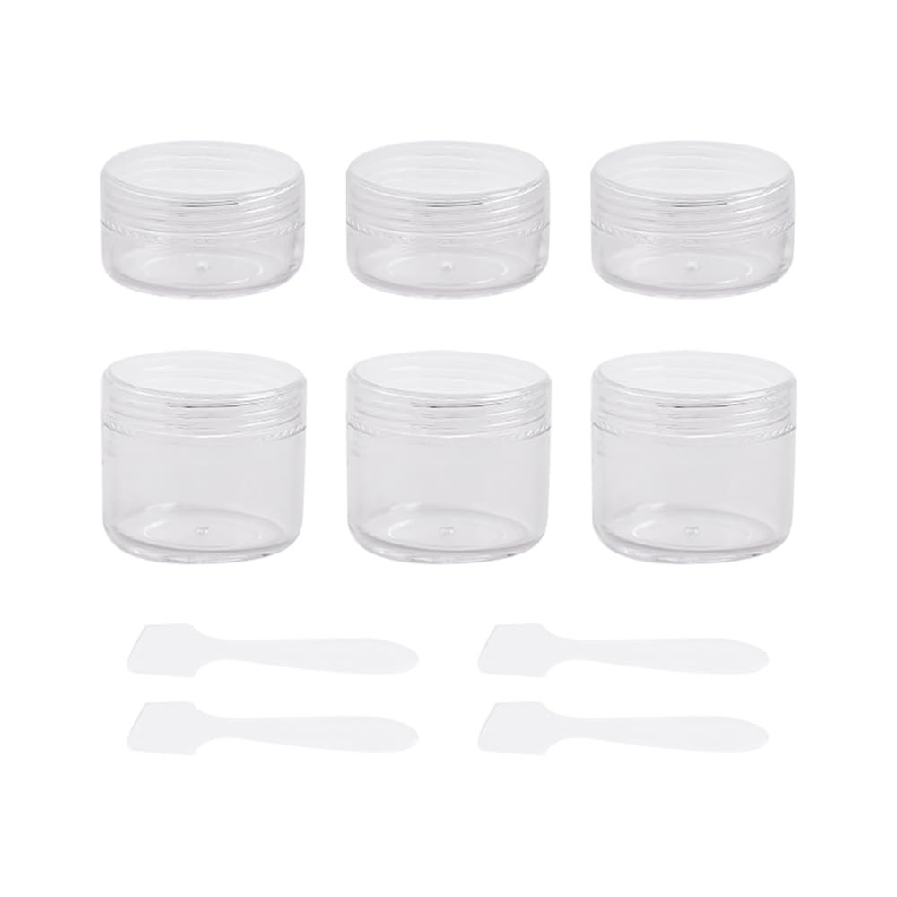 FSSTUD Small Transparent Cosmetic Sample Jars, 6-Piece Set
