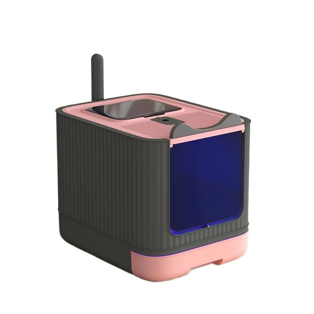 TIEOAXFT Large Enclosed Cat Litter Box for Multiple Cats, Odor Control, Splash-Proof, Sterilization Drawer, Pink - Sterilized