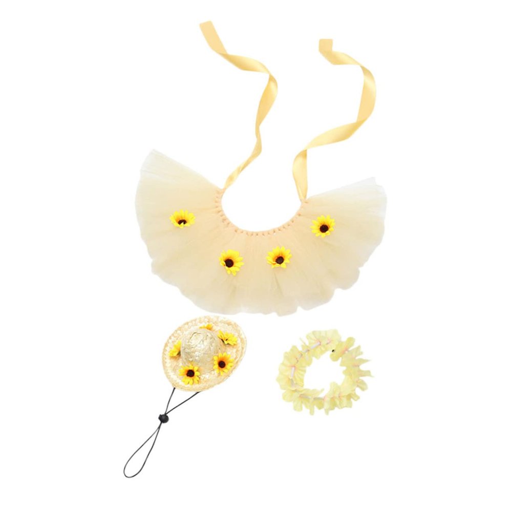 HANABASS Hawaii Pet Costume Set with Collar and Skirt