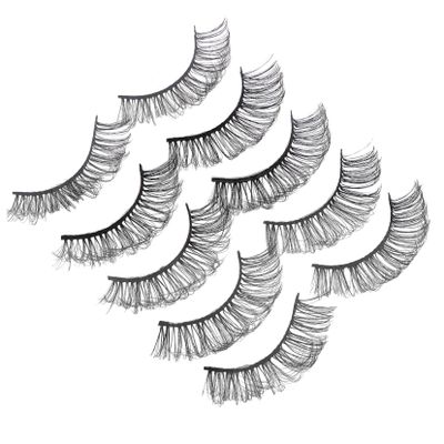 VALICLUD 5 Pairs of 18 mm False Eyelashes, Natural Black, Reusable