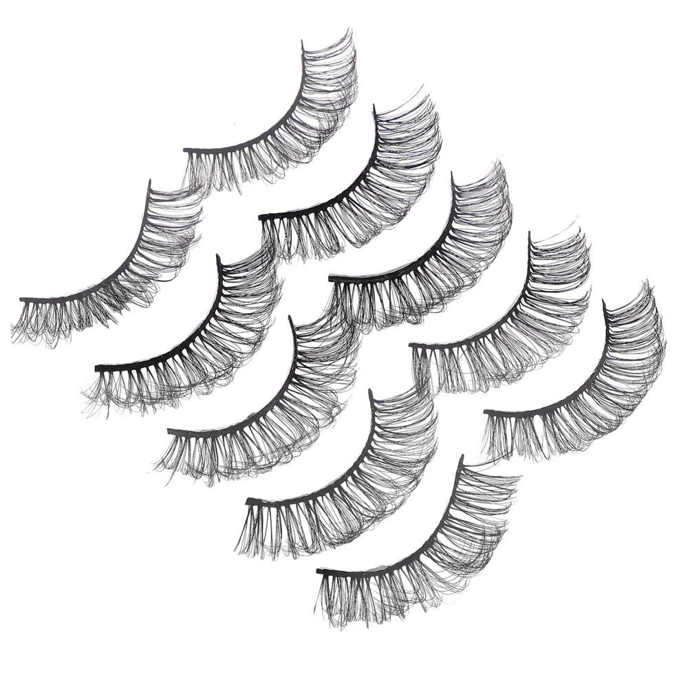 VALICLUD 5 Pairs of 18 mm False Eyelashes, Natural Black, Reusable