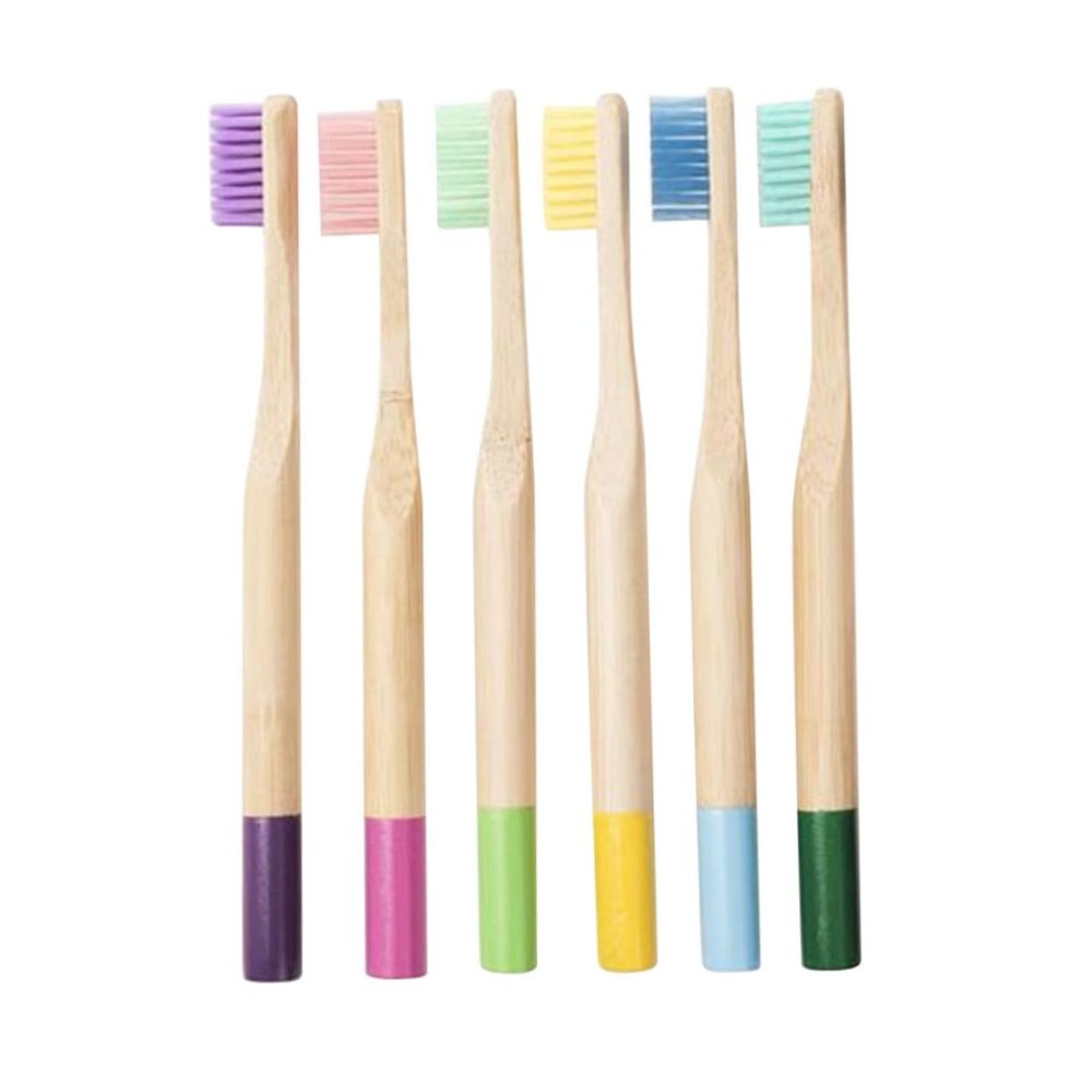 Children’s Bamboo Toothbrushes, 6 Pack, Ergonomic Handles