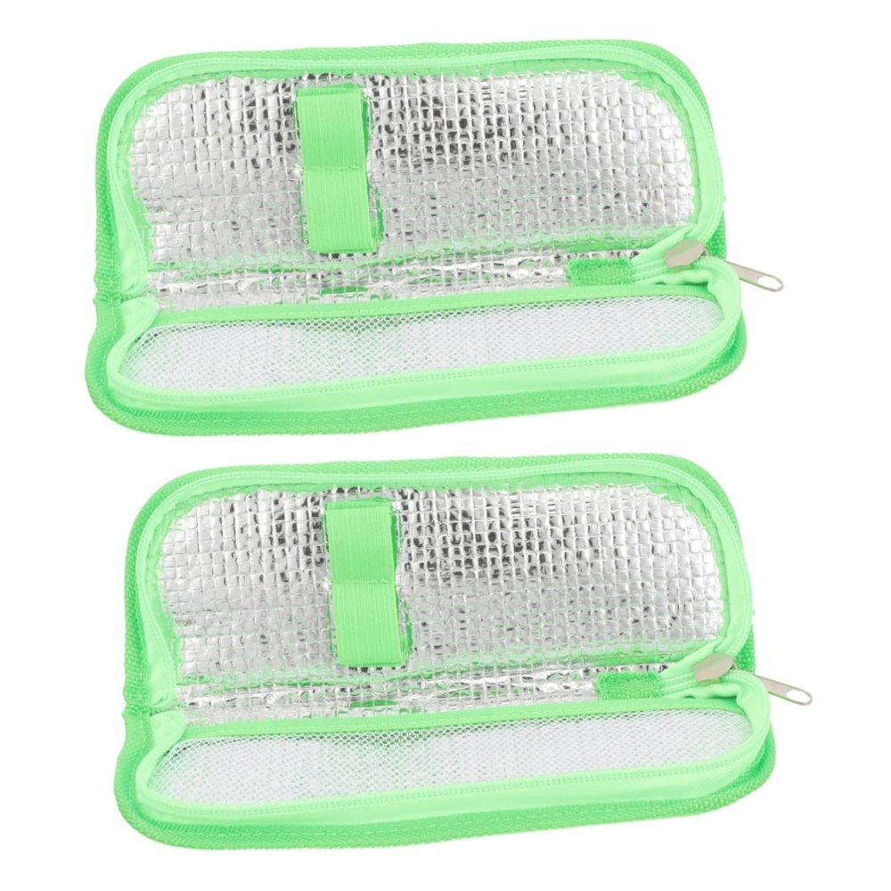 VALICLUD 2-Piece Insulated Medication Cooling Bags, Green Oxford Cloth