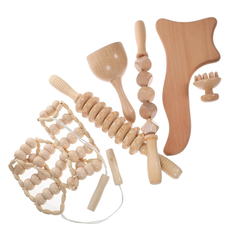 FOYTOKI Wooden Massage Tools for Pain Relief and Circulation, 6-Piece Set for Long Sitting at the Office