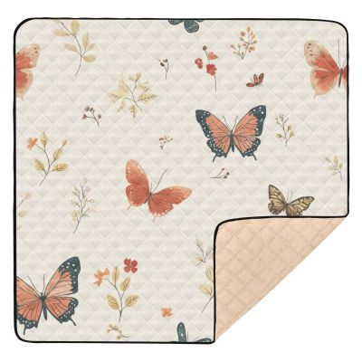 Foiosoh Baby Activity Mat with Butterflies and Flowers, Beige, 127 x 127 cm