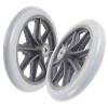 8-Inch Manual Wheelchair Front Caster Replacement Wheels, 1 Pair, Gray PU Tires, 5/16-Inch (8 mm) Bearings view 1