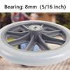 8-Inch Manual Wheelchair Front Caster Replacement Wheels, 1 Pair, Gray PU Tires, 5/16-Inch (8 mm) Bearings view 3
