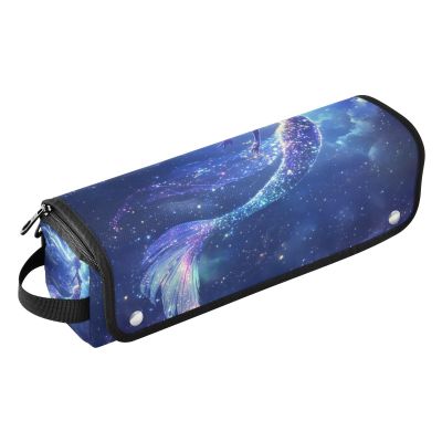 Aesthetic Mermaid Blue Hair Tools Travel Bag with Heat-Resistant Mat