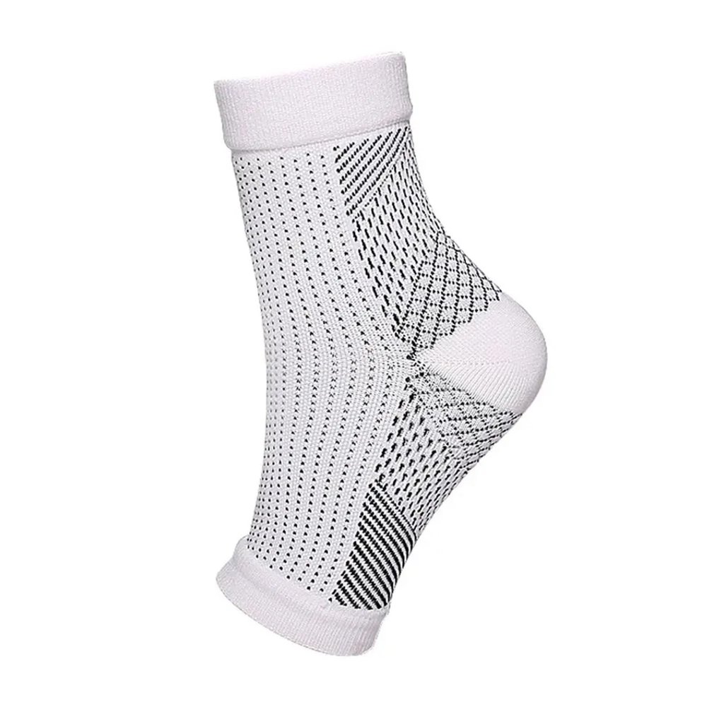 HWJFDC Open-Toe Nylon Compression Socks, Protective Socks, Elastic Bandage, Foot Sleeves, Tight Leisure Socks (S/M, White)