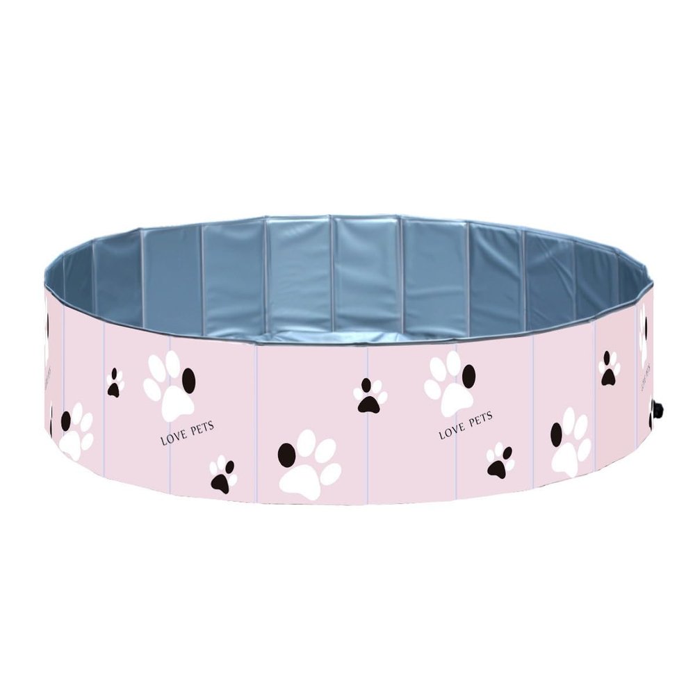 AIJUSSS Foldable Pet Bathtub for Small and Medium Dogs, Portable PVC Pool for Dogs and Cats, Pink/Blue (Pink, 47.2 × 11.8 in)