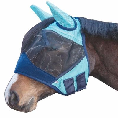 HKM Lisbon Style Fly Mask, Aqua, Thoroughbred