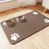 BESTORI Dog and Cat Bowl Mat, Absorbent Quick-Drying, Non-Slip, Brown 3, 30 x 50 cm view 1