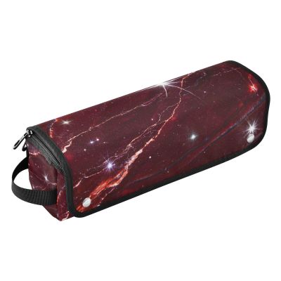WDdZzyy Red Faux Glitter Marble-Pattern Hair Tool Travel Bag with Heat-Resistant Mat, 1
