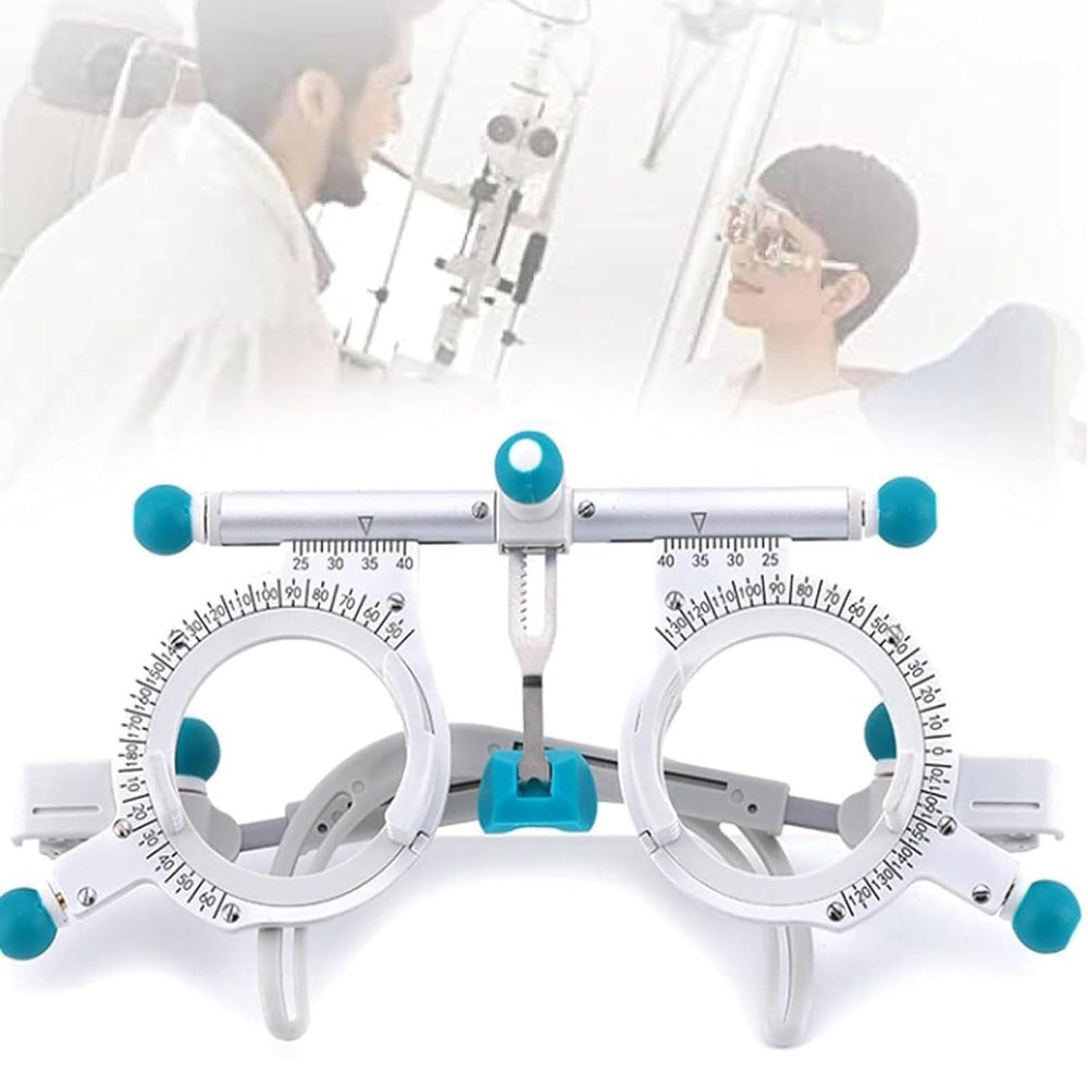 Optometry Trial Frame, Adjustable Frame for Optical Test Lenses, 48–80 mm Adjustable Temple Length and Nose Pad, 5-Slot Full-Rim Design