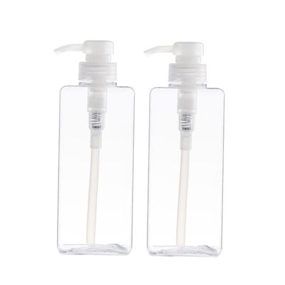 2-Pack 280 ml PETG Square Refillable Pump Bottles