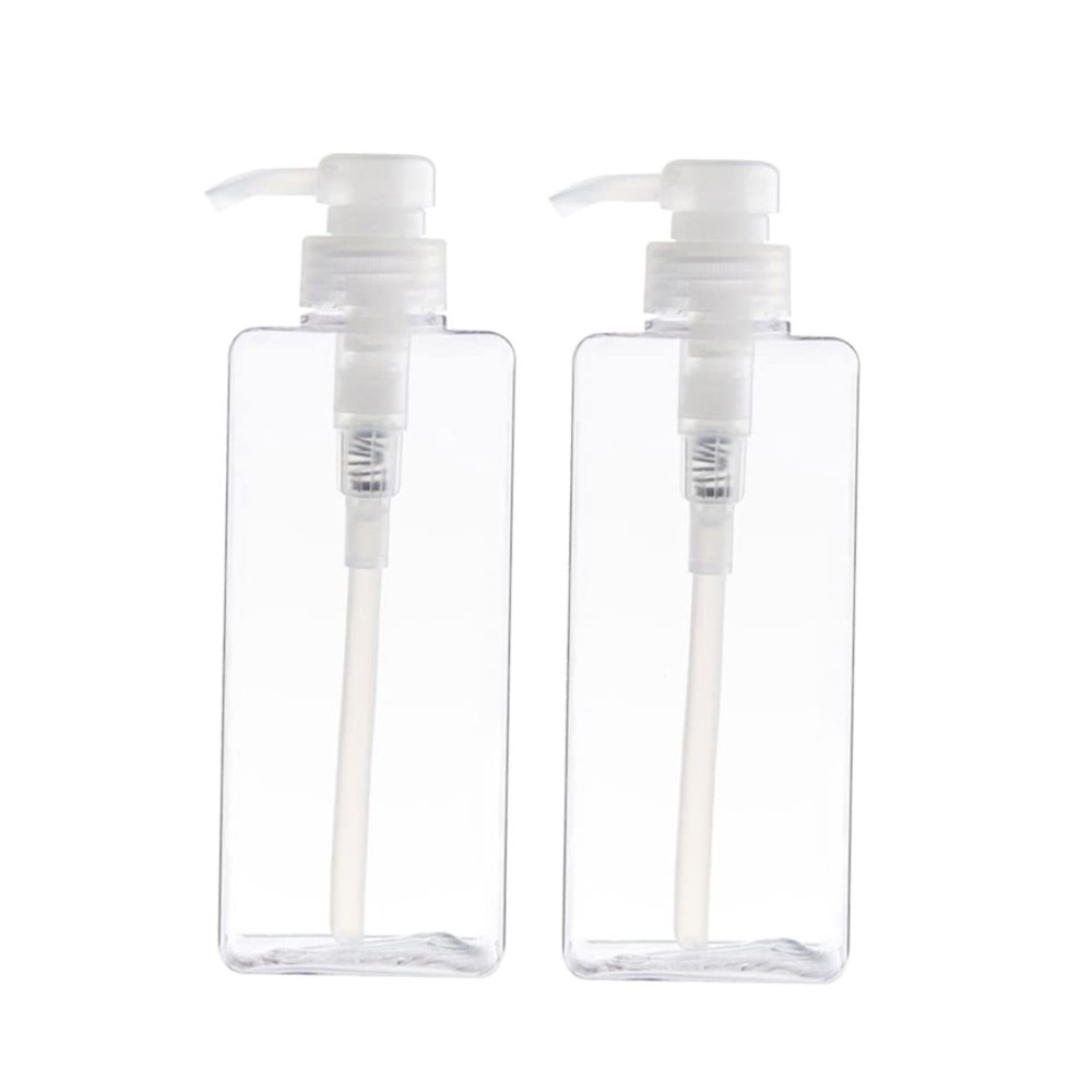 2-Pack 280 ml PETG Square Refillable Pump Bottles