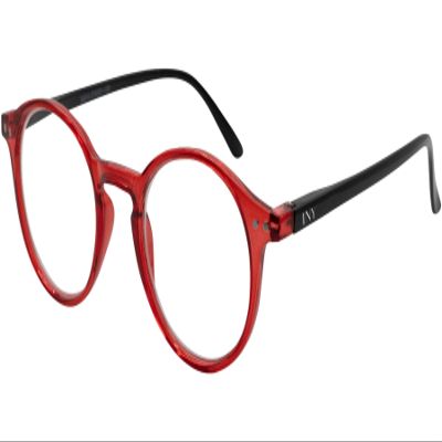 I NEED YOU HAMBURG SASHA Round Panto Readers, Lightweight Plastic, Spring Hinges (Red/Black, +1.00 D)