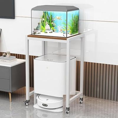 Mobile Aquarium Stand with White Tabletop