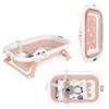 Foldable Freestanding Baby Bathtub with Drain Plug, Water Thermometer and Bath Cushion, Pink, 83 x 47 x 28 cm view 1