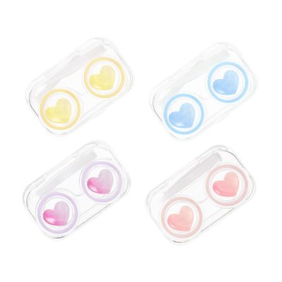 VALICLUD 4-Piece Contact Lens Case Set, Travel-Size Transparent Lens Storage Box with Mirror, Leakproof Organizer