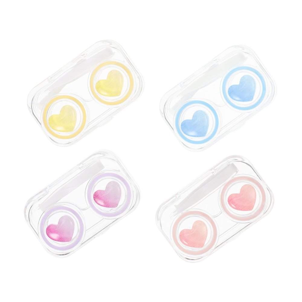 VALICLUD 4-Piece Contact Lens Case Set, Travel-Size Transparent Lens Storage Box with Mirror, Leakproof Organizer