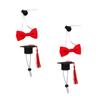 4-Piece Small Pet Graduation Cap Set, Red Fabric view 1