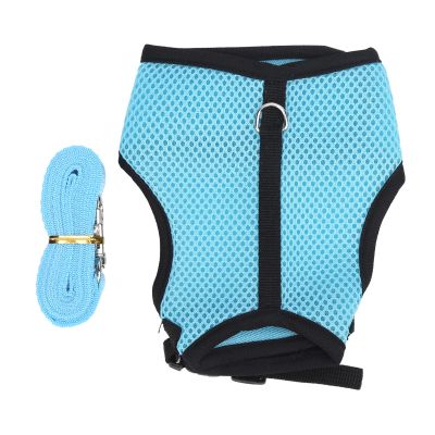 Breathable Mesh Rabbit Harness and Leash Set - Light Blue