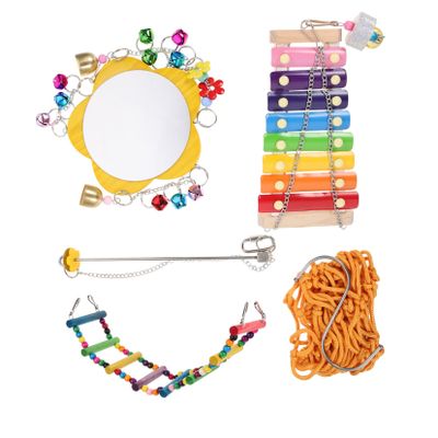 ifundom Wooden and Plastic Hanging Chicken Toy for Pet Cages and Coops