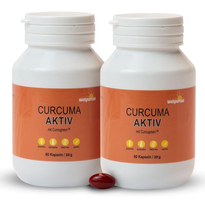 Wellpursan Curcuma aktiv (120 Capsules) – Turmeric Capsules with BCM-95 for Optimal Bioavailability