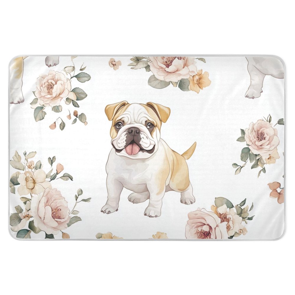 Extra-Large Reusable Potty Training Pad with Cute Bulldog, 132.1 x 86.4 cm
