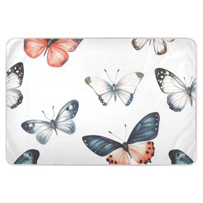 Reusable Waterproof Baby Bed Pad with Cute Butterflies, Washable, Non-Slip, 132.1 x 86.4 cm, White