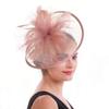 SDGBCXD Women's Peach Mesh Fascinator Hat with Feathers view 1