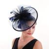 SDGBCXD Women's Peach Mesh Fascinator Hat with Feathers view 3