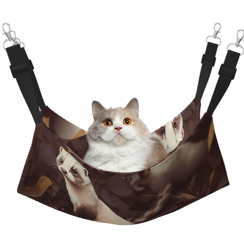 KKLWEGU Furry Cat Hammock for Summer, Breathable Hanging Bed