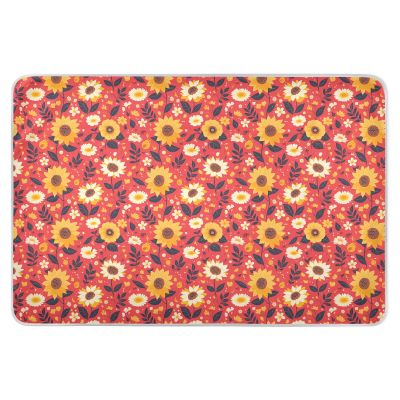 Extra-Large Reusable Diaper Mat, Retro Sunflowers, Water-Resistant, Machine-Washable, 52.0 x 34.0 in