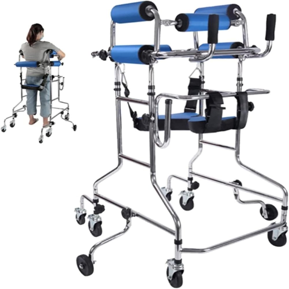 Portable Adult Walker, Adjustable Rehabilitation Frame with 8 Wheels