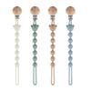 4-Pack Silicone Pacifier Clips for Boys and Girls, Blue, Green, White & Khaki view 1