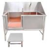 Professional Stainless Steel Dog Grooming Tub, 53-Inch, with Left Door and Multifunctional Stool view 1