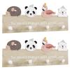 Children’s Wooden Coat Racks, Set of 2, Animal Designs, 4 Hooks Each, Multicolored view 1