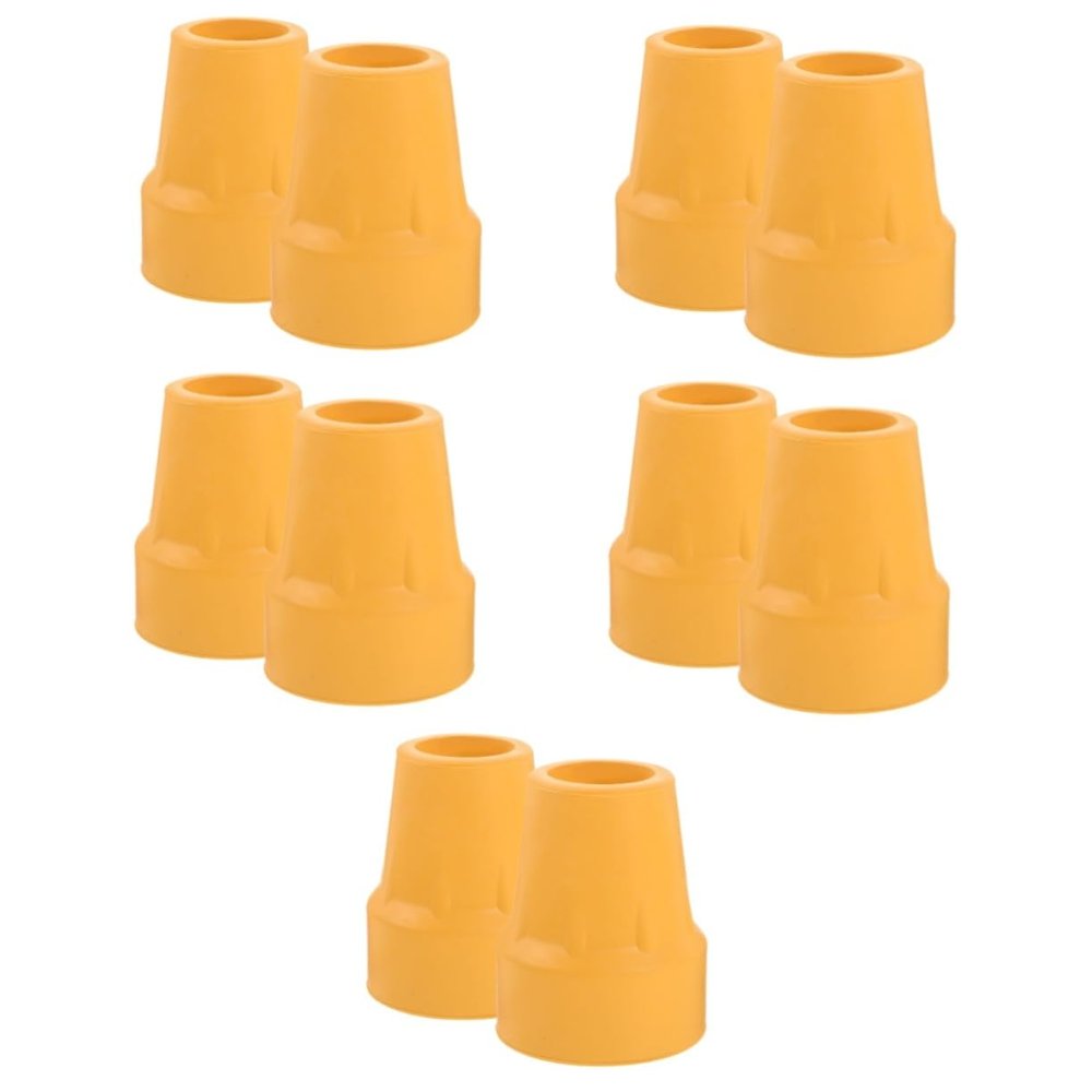 VALICLUD 5 Sets Anti-Slip Rubber Replacement Tips for Trekking Poles and Walking Sticks, Yellow, 2 Pieces × 5