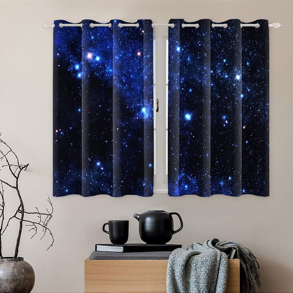 Galaxy Space Blackout Curtains for Kids' Room, 117 x 138 cm, 2 Panels