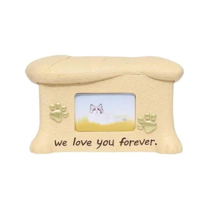 Polyresin Pet Memorial Urn with Photo Holder for Cats