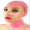 VIYOLI Latex Mask, Sexy Cosplay Eye Mask, Latex Head Covering, Pink and Transparent, XS view 1