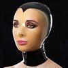VIYOLI Latex Mask, Sexy Cosplay Eye Mask, Latex Head Covering, Pink and Transparent, XS view 2