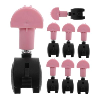 Casters for Cat Crates, 8-Piece Set, ABS and Iron, Pink