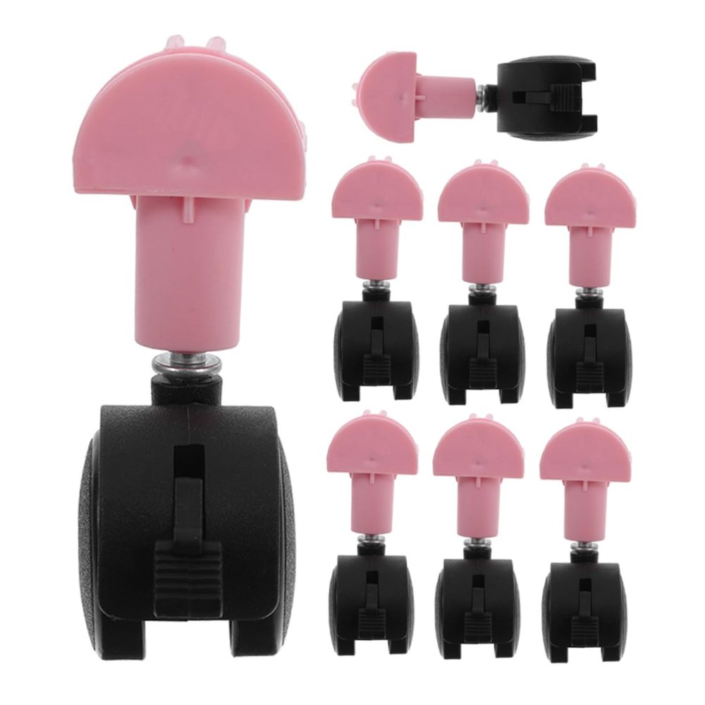 Casters for Cat Crates, 8-Piece Set, ABS and Iron, Pink