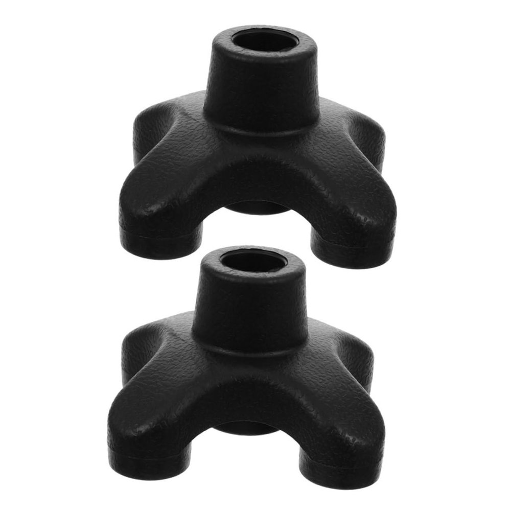 Black Rubber Four-Prong Replacement Tips for Walking Sticks, 2-Pack