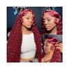HD Transparent Lace 200% Density 13x4 Full Frontal Pre-Plucked Colored Deep Wave Human Hair Wig, 38 Inches view 1