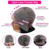 HD Transparent Lace 200% Density 13x4 Full Frontal Pre-Plucked Colored Deep Wave Human Hair Wig, 38 Inches view 2