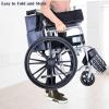 SONGYL-20249 Transport Wheelchair with 18-Inch Seat, Folding Wheelchair with Armrests, Hand Brakes and Footrests, Lightweight Wheelchair for Seniors, 28.6 lb view 3